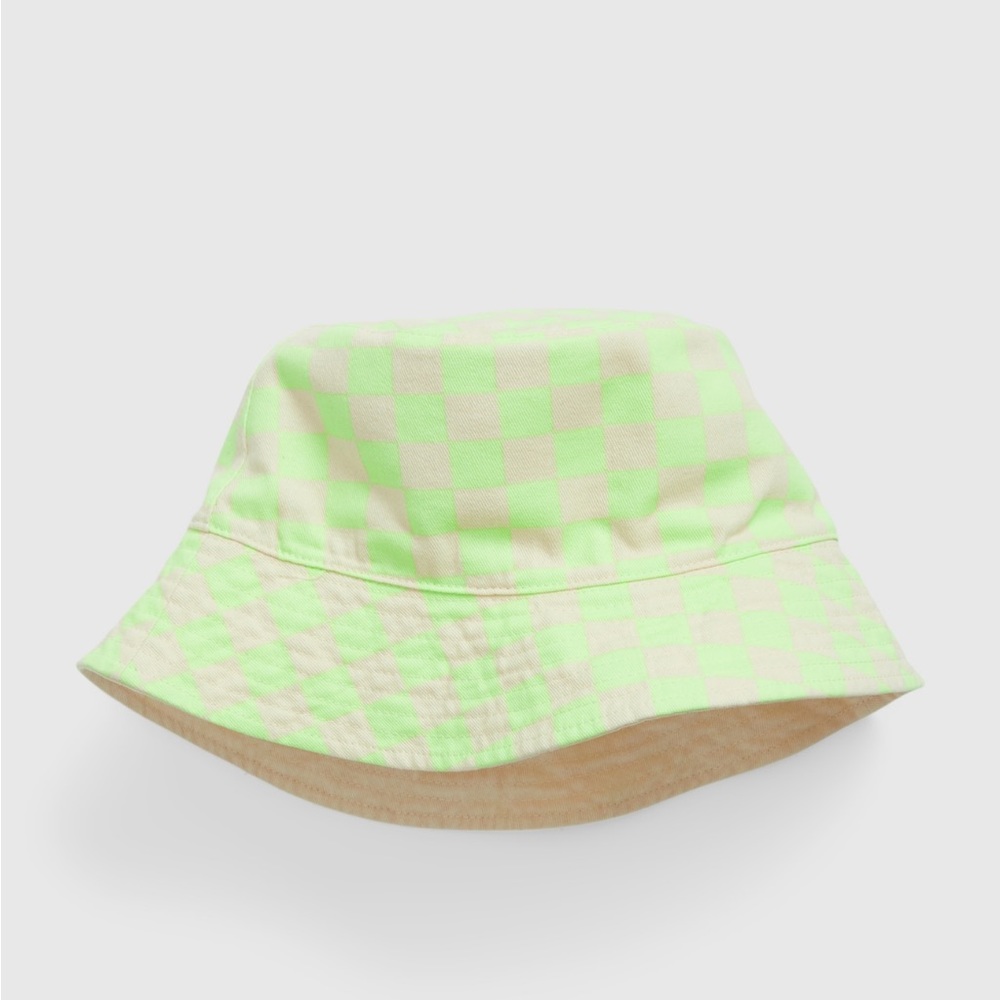 GAP Neon Yellow Check Bucket Hat S/M